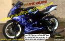 Suzuki GSXR 1000 vinyl wrap in Blue Black flames, Vinyl flame bike wrap from PowerSportsWraps.com 814-838-6377