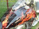 Natural flame wraps on Kawasaki Curiser motorcycle. Contact Powersportswraps.com