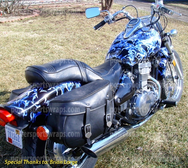 Cruiser wraps, Wraps, Blue Black Flame decals for motorcycles, Do yourself wraps - Powersportswraps.com