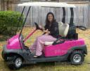 Pink golf cart vinyl wrap, custom pink golf cart, Pink, Satin Pink vinyl wrap from: powersportswraps.com