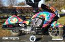 Tie Dye flame on Survivors Rupert Bonham’s Victory Motorcycle by powersportswraps.com
