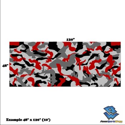 48"x120" Pattern Sample to scale CAM-226-CRG Urban Camo Red-Gray wrapping film